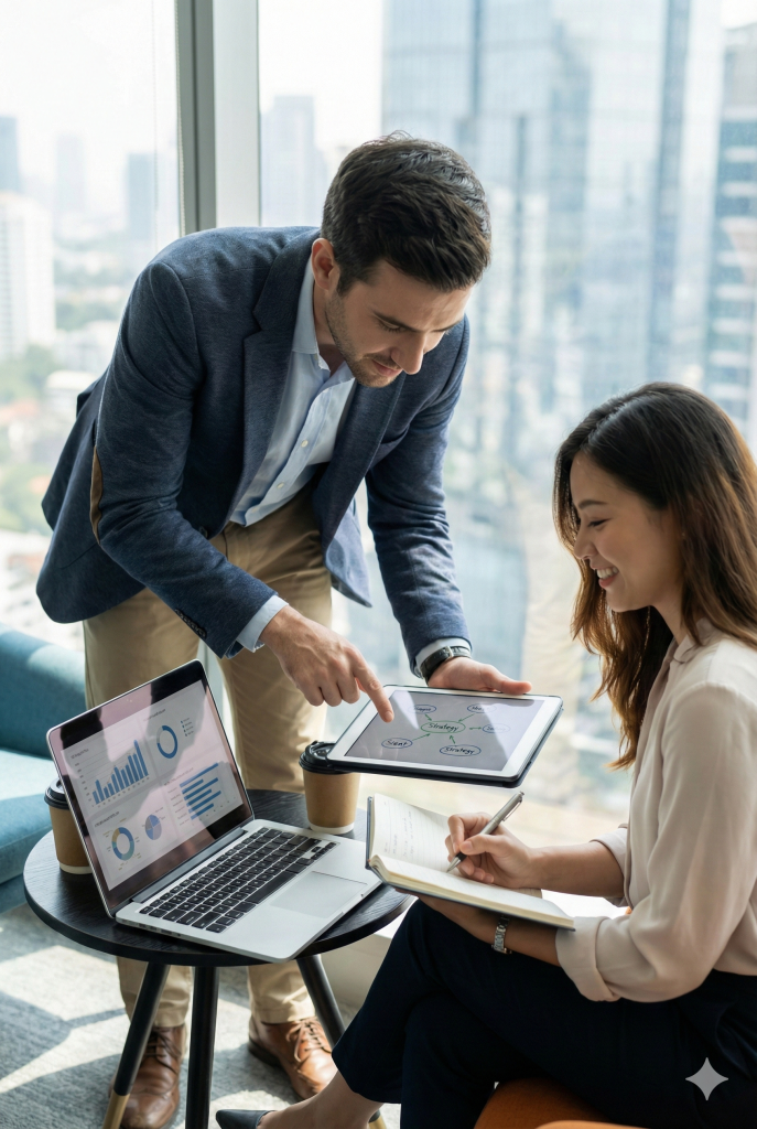 Consultant apportant du conseil à un client